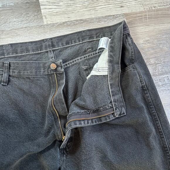 Vintage 90s Rustler Black Jeans Size 42x30 Straight Leg 100% Cotton Made Mexico - Picture 2 of 8